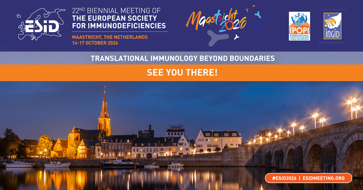 ESID 2026 in Maastricht, the Biennial Meeting of the European Society for Immunodeficiencies